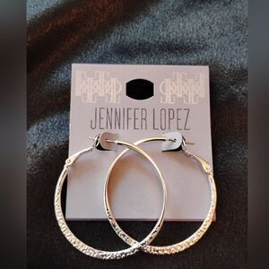 jennifer lopez jewelry line silver tone round pierced hoop statement jewelry